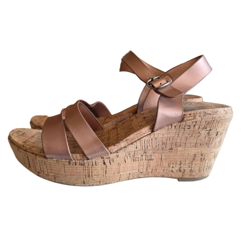 SONOMA Wedge Sandals Womens Size 10 Rose Gold Metallic Ankle Strap Summer Chic - Picture 5 of 8